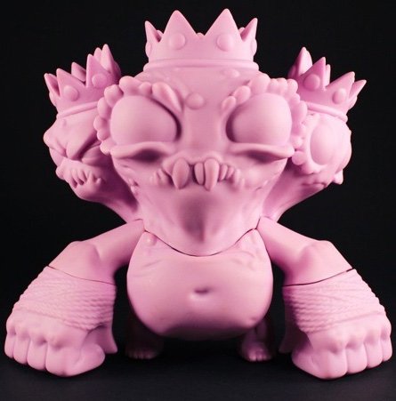 Triple Crown Monster - Unpainted Pink figure by Chris Ryniak, produced by Squibbles Ink + Rotofugi. Front view.