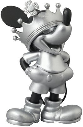 Black & Silver Mickey Mouse - Crown Ver. UDF Special No.163 figure by Disney X Roen, produced by Medicom Toy. Front view.