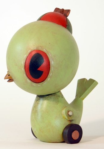 Green Bird figure by Kathie Olivas. Front view.