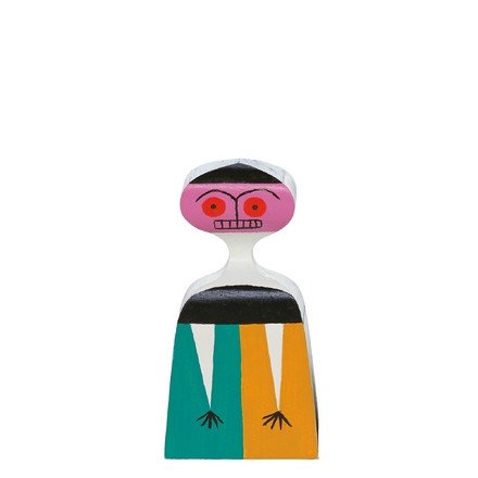 Wooden Doll No. 3  figure by Alexander Girard, produced by Vitra Design Museum. Front view.