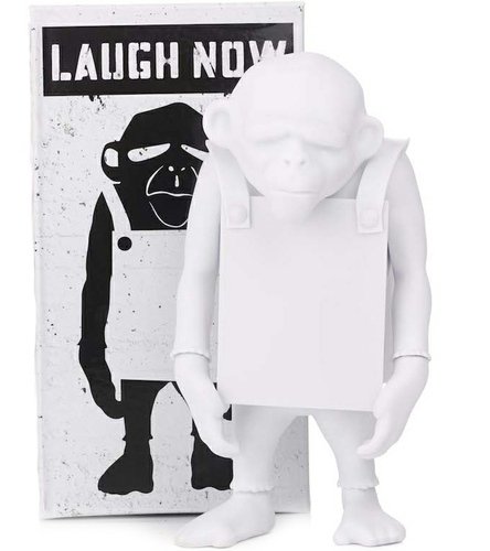 6 DIY White Laugh Now figure by Apologies To Banksy, produced by Apologies To Banksy. Front view.