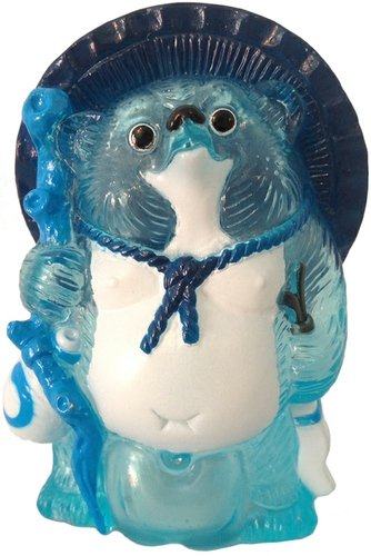 Mini Tanuki - Clear Blue figure by Mori Katsura, produced by Realxhead. Front view.
