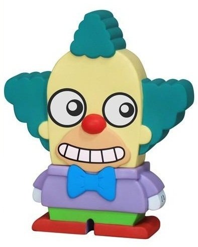 Krusty the Clown figure by Matt Groening, produced by Funko. Front view.