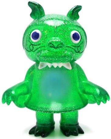 Steven the Bat - Clear Green Glitter figure by Bwana Spoons, produced by Super7. Front view.