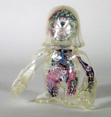 Hood Zombie - Clear with Guts figure by Brian Flynn, produced by Super7. Front view.