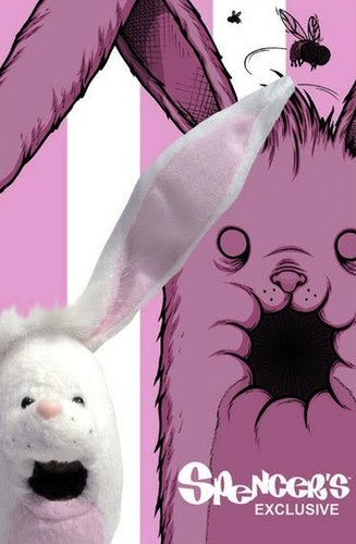 Bunnywith Gaping Butthole-Mouth figure by Alex Pardee. Front view.