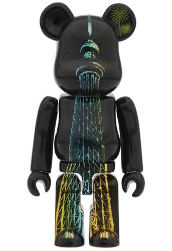 Tokyo Sky Tree Be@rbrick 100% - Light Up Version figure, produced by Medicom Toy. Front view.