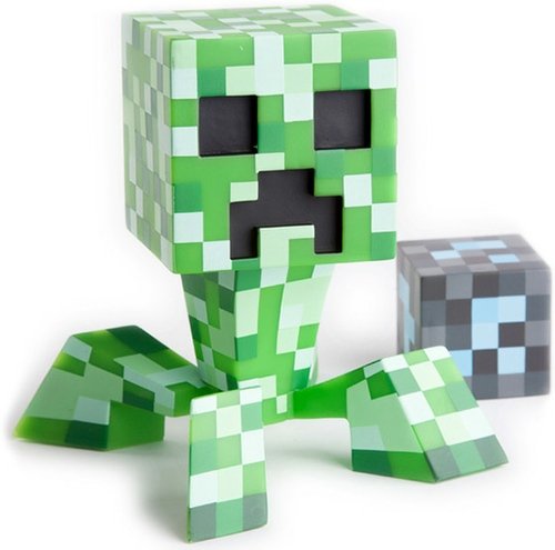 Pixelated Minecraft Creeper figure by Jeremy Madl (Mad), produced by Jinx Incorporated. Front view.