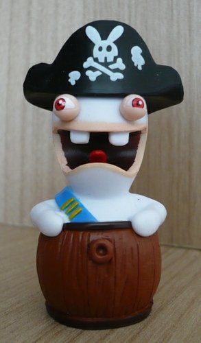 Pirate at Barrel Rabbid figure by Ubiart Toyz, produced by Ubisoft. Front view.