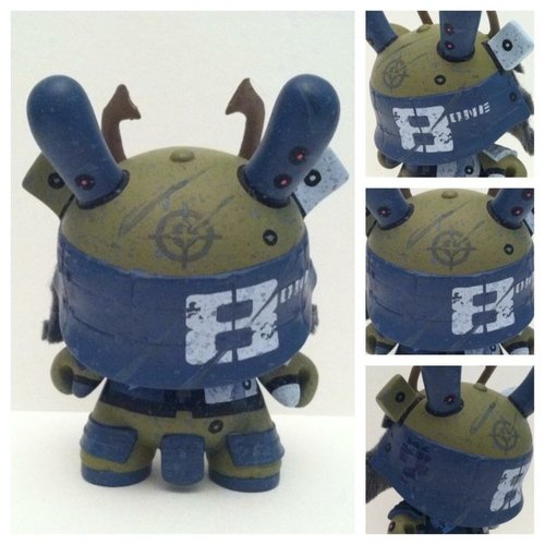 Beetle Bot figure by Mike Die, produced by Kidrobot. Front view.