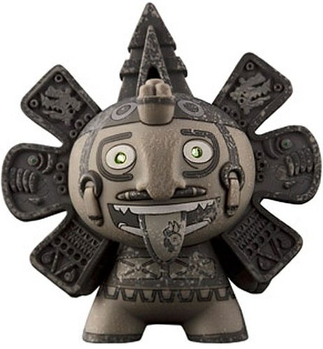 Calendario Azteca figure by The Beast Brothers, produced by Kidrobot. Front view.