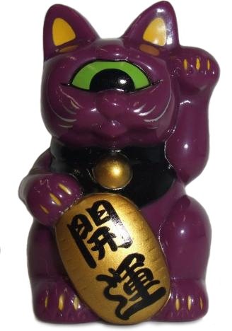Mini Fortune Cat - Purple figure by Mori Katsura, produced by Realxhead. Front view.