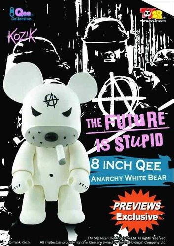 Anarchy White Bear figure by Frank Kozik, produced by Toy2R. Front view.