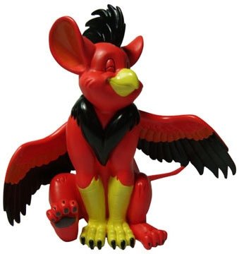The Purring Gryphon figure by Featheroflead (Melissa Sumby), produced by Patch Together. Front view.