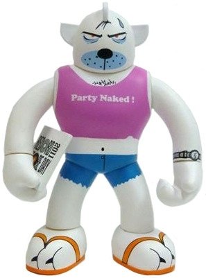 Lets Party Bear figure by Frank Kozik. Front view.