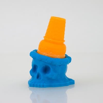 3d printed Ice Scream Man Bite Size blue figure by Brutherford, produced by Brutherford Industries. Front view.