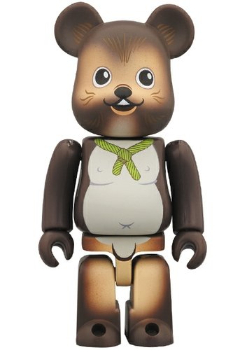 Tanuki Be@rbrick 100% figure by Tokyo Sky Tree, produced by Medicom Toy. Front view.