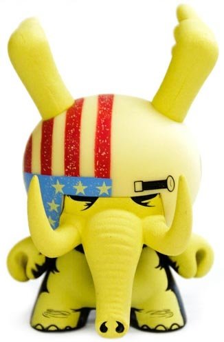 Locodonta - GID Variant - Case Exclusive figure by Jon-Paul Kaiser, produced by Kidrobot. Front view.