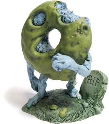 Minnie the Undead Doughnut - Gooey Green figure by John Sumrow. Front view.