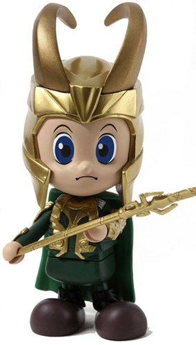 Loki  figure by Marvel, produced by Hot Toys. Front view.