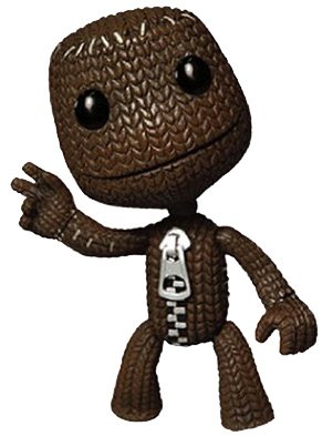 Sackboy figure, produced by Mezco Toyz. Front view.