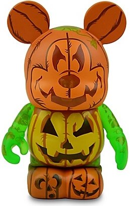 Halloween Jack OLantern Mickey Mouse figure, produced by Disney. Front view.