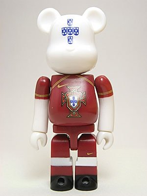 Joga Bonito Be@rbrick - Portugal figure by Nike, produced by Medicom Toy. Front view.