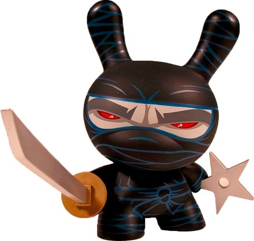 Ninja Dunny - Black (Chase) figure by Jeremy Madl (Mad), produced by Kidrobot. Front view.