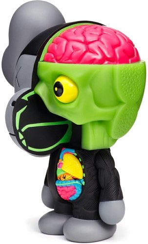 Dissected Milo - Black figure by Kaws X Bape, produced by Medicom Toy. Side view.