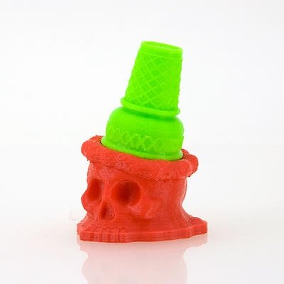 3d printed Ice Scream Man Bite Size red figure by Brutherford, produced by Brutherford Industries. Front view.