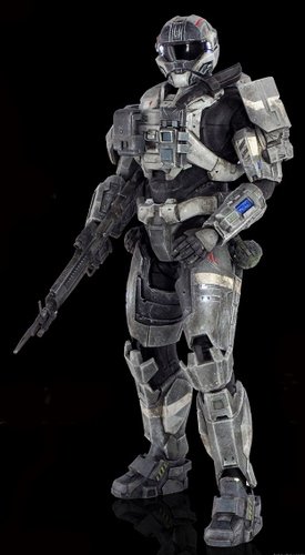 Spartan Mk V Commando figure, produced by Threea. Front view.