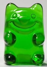 Ungummy Bear - strongish green figure by Muffinman. Front view.