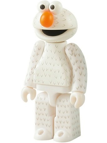 Elmo Kubrick 100% - White figure by Sesame Workshop, produced by Medicom Toy. Front view.