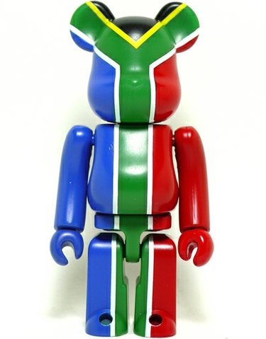South Africa - Flag Be@rbrick Series 20 figure, produced by Medicom Toy. Front view.