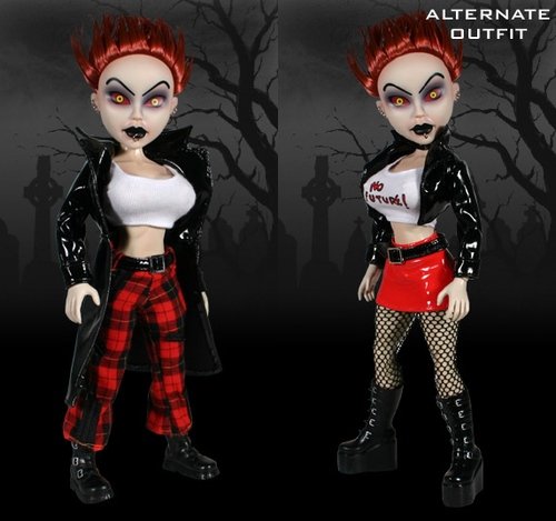 Living Dead Doll - Fashion Victims - Sheena figure by Ed Long & Damien Glonek, produced by Mezco Toyz. Front view.