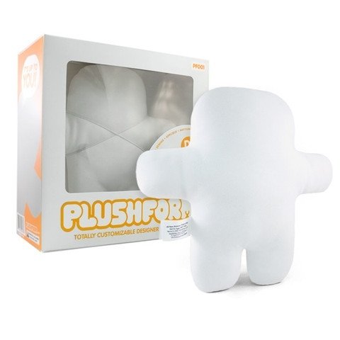 Plushform no. 1 figure by Shawn Smith (Shawnimals), produced by Shawnimals. Front view.