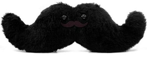 Moustachio Plush - Black (Handmade) figure by Shawn Smith (Shawnimals), produced by Shawnimals. Front view.