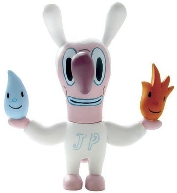 Fire-Water Bunny - JP figure by Gary Baseman, produced by Critterbox. Front view.