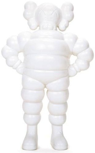 Chum - White figure by Kaws, produced by 360 Toy Group . Front view.