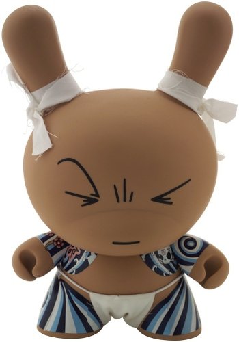 Donyoku  figure by Huck Gee, produced by Kidrobot. Front view.