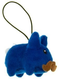 Blue Happy Labbit Mini Plush figure by Frank Kozik, produced by Kidrobot. Front view.