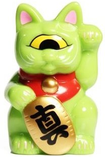 Mini Fortune Cat - Green Version 1 figure by Mori Katsura, produced by Realxhead. Front view.