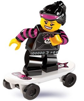 Skater Girl figure by Lego, produced by Lego. Front view.
