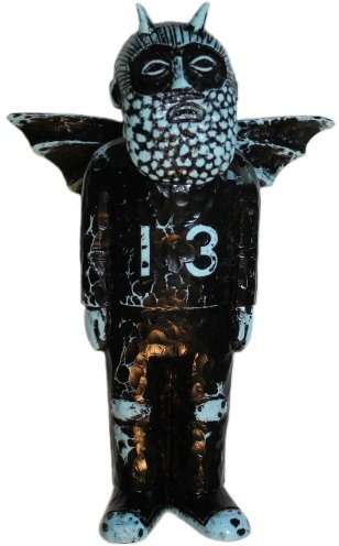 Lucky - Black and Blue figure by Mike Egan, produced by Luke Rook. Front view.