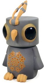 Owlbethere figure by Damon Soule, produced by Kidrobot. Front view.