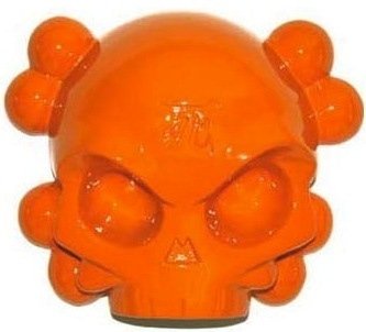 Candy Colored Skullhead - Orange figure by Huck Gee, produced by Fully Visual. Front view.