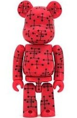 Eames - Secret Pattern in Red Be@rbrick Series 9 figure by Eames Office, produced by Medicom Toy. Front view.