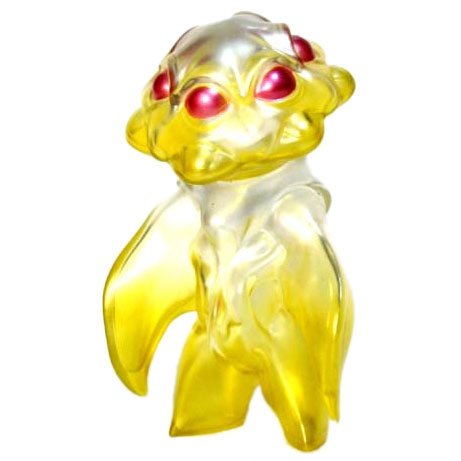 Invader Jequlinan - Yellow figure by Tttoy , produced by Tttoy . Front view.