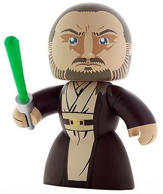 Qui-Gon Jinn figure, produced by Hasbro. Front view.