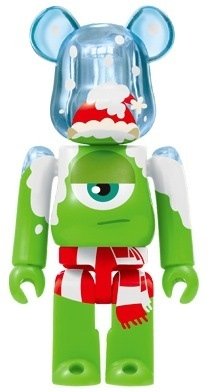 Mike Wazousuki Santa Be@rbrick 100% figure by Disney X Pixar, produced by Medicom Toy. Front view.